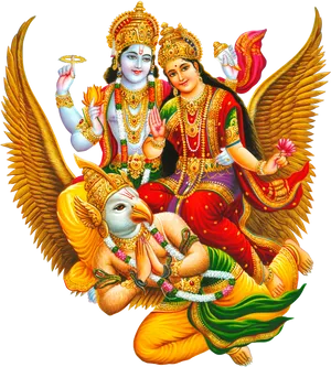 Vishnu_and_ Lakshmi_on_ Garuda PNG image