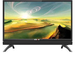 Vision Brand T V Displaying Landscape PNG image