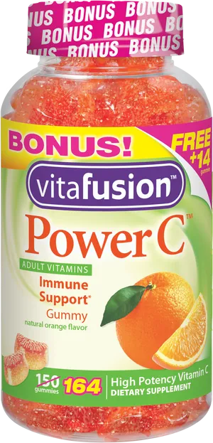 Vita Fusion Power C Vitamin Gummies Bottle PNG image