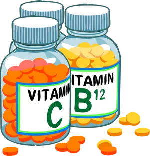 Vitamin Cand B12 Bottles PNG image