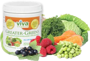 Viva Vitamins Greater Greens Powder PNG image