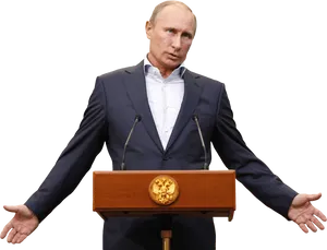 Vladimir Putin Speakingat Podium PNG image
