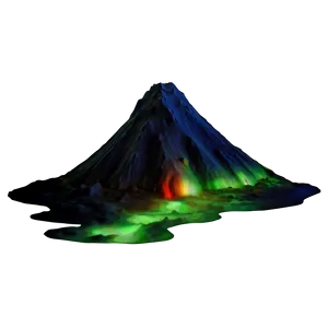 Volcano And Aurora Borealis Png Qsf77 PNG image