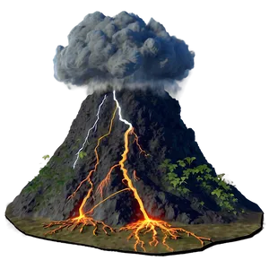 Volcano And Lightning Png 42 PNG image
