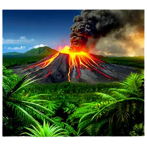 Volcano And Tropical Forest Png Pha PNG image