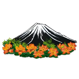 Volcano And Wildflowers Png 05232024 PNG image