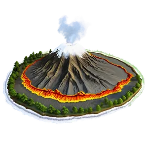 Volcano With Lava Rivers Png 05232024 PNG image