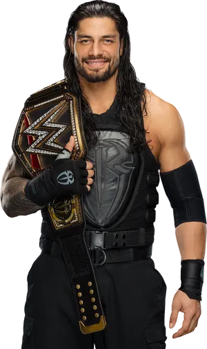 W W E_ Champion_ Posing_ With_ Belt