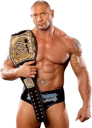 W W E_ Champion_ Posing_ With_ Belt