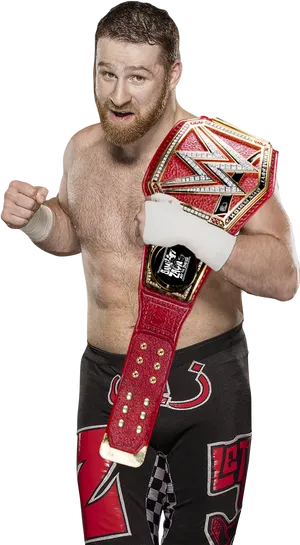 W W E Champion With Red Belt PNG