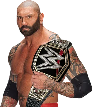 W W E Champion With Title Belt PNG