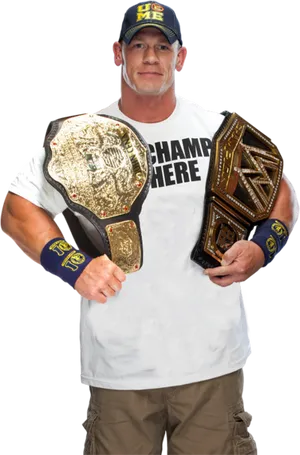 W W E Championwith Two Belts PNG image