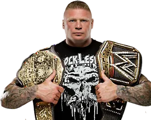 W W E Championwith Two Belts PNG