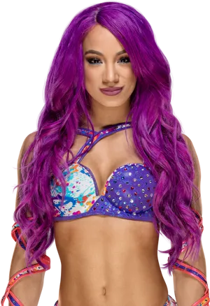 W W E Diva With Purple Hair PNG