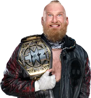 W W E Superstar With Championship Belt PNG image