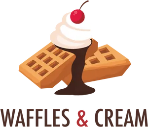 Wafflesand Cream Dessert Illustration PNG image