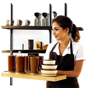 Waitress In Coffee Shop PNG Kri PNG