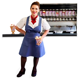 Waitress In Ice Cream Parlor PNG 06272024 PNG