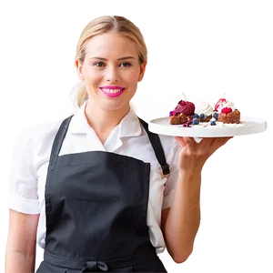 Waitress With Dessert PNG Mbh