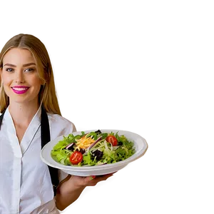 Waitress With Salad PNG Yop
