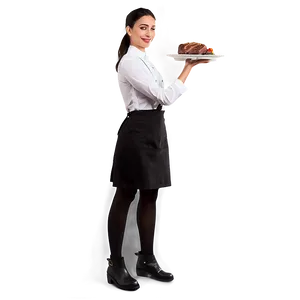 Waitress With Steak PNG Bqu