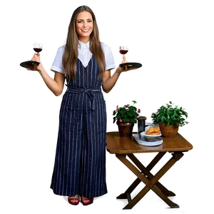 Waitress With Wine Bottle PNG Fiu PNG