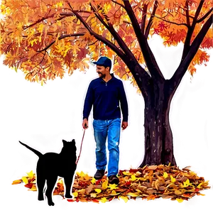 Walking Under Autumn Leaves PNG 05232024