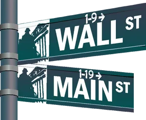 Wall Streetand Main Street Signs PNG image