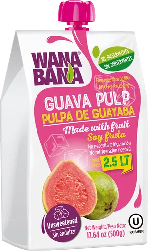 Wama Bana Guava Pulp Packaging PNG image