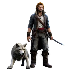 Wanderer And Wolf Png 14 PNG image