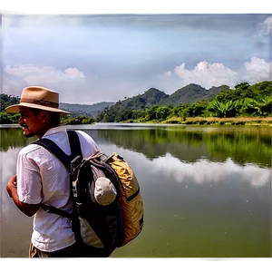 Wanderer By River PNG Qhd