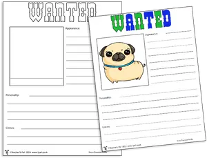 Wanted Posterwith Cartoon Pug PNG image