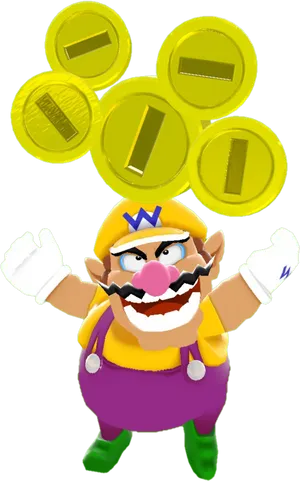Wario_with_ Gold_ Coins.png PNG image