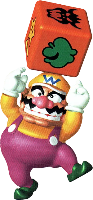 Wario_with_ Mystery_ Block PNG image