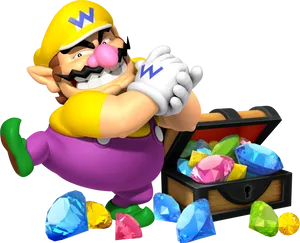 Wario_with_ Treasure_ Chest.png PNG image