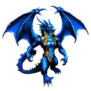Warrior Blue Dragon PNG Kwm