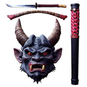 Warrior Oni With Naginata PNG Vru PNG