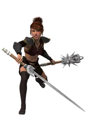 Warrior Woman With Weapons