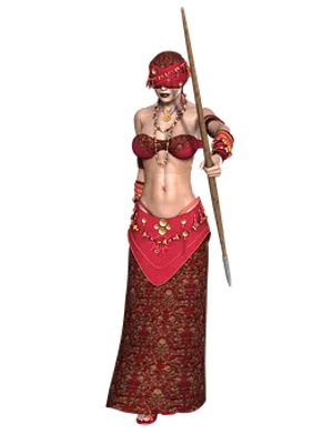 Warrior Womanin Red Attire