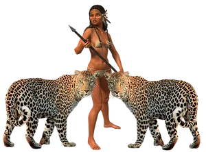 Warrior Womanwith Leopards