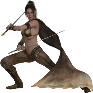 Warrior Womanwith Swords PNG image