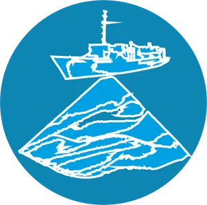 Warship Over Iceberg Graphic PNG
