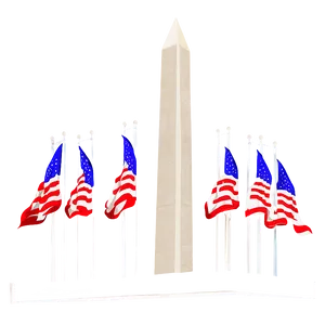 Washington Monument Flanked By U.s. Flags PNG Ome1 PNG