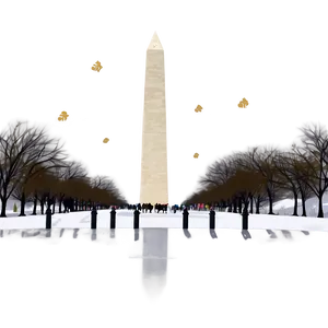 Washington Monument Snowy Scene PNG Ver