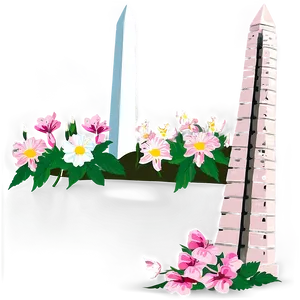 Washington Monument Surrounded By Flowers Png Jlx30 PNG image