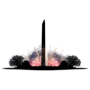 Washington Monument With Firework Sparks PNG 06202024
