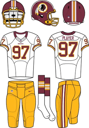 Washington Redskins Football Uniform Illustration PNG image