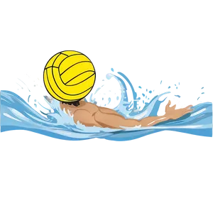 Water Polo Ball With Waves PNG Cva