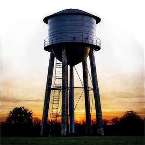 Water Tower At Twilight PNG Shw58