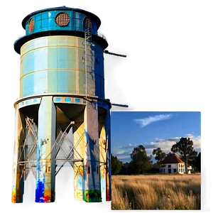 Water Tower During Golden Hour PNG 10